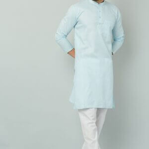 Aqua kurta set for men with a classy look.
