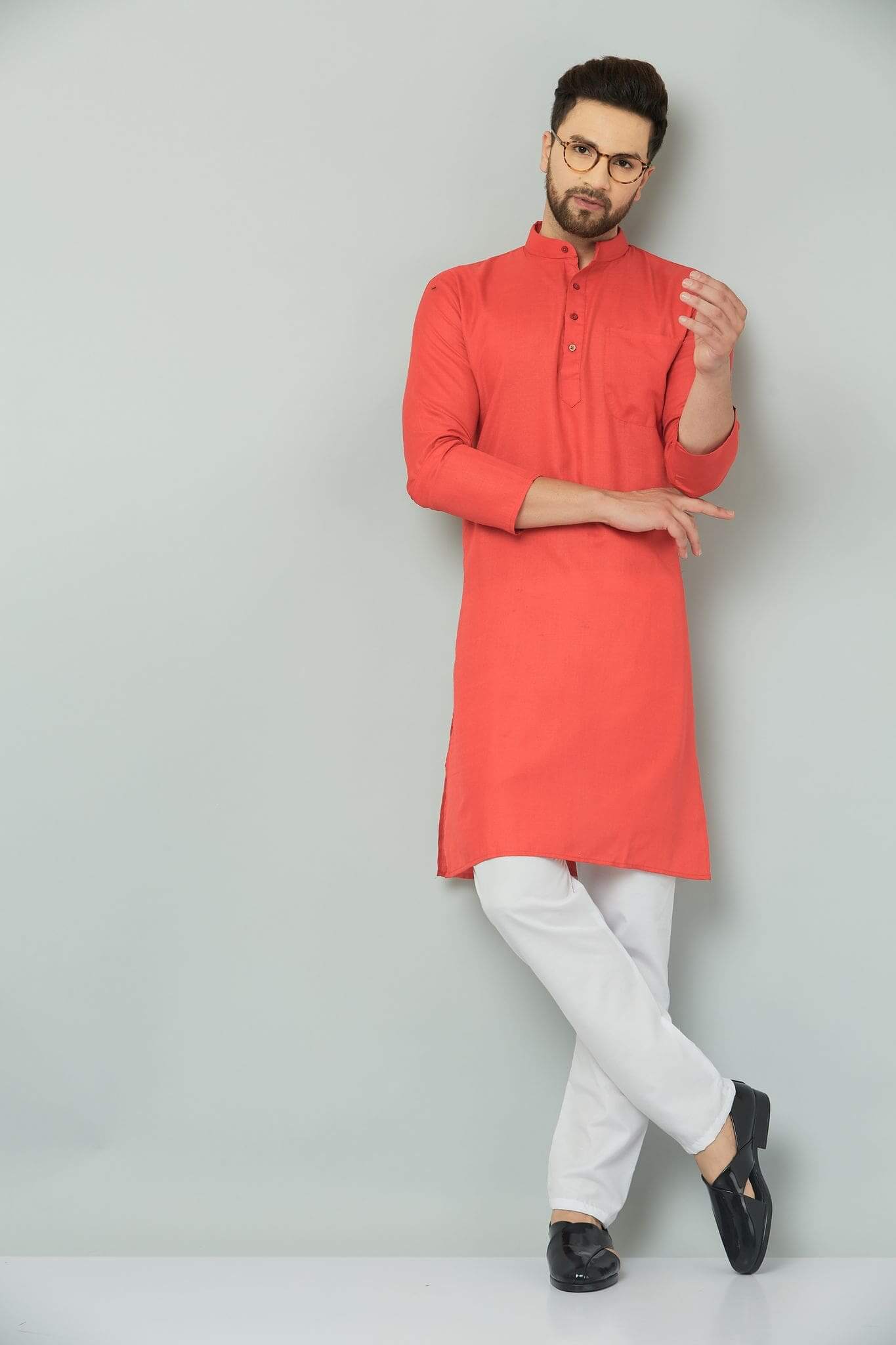 Red kurta set for men with a classy look.