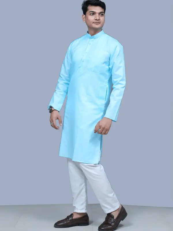 Men's Cotton Long Straight Kurta - Image 3